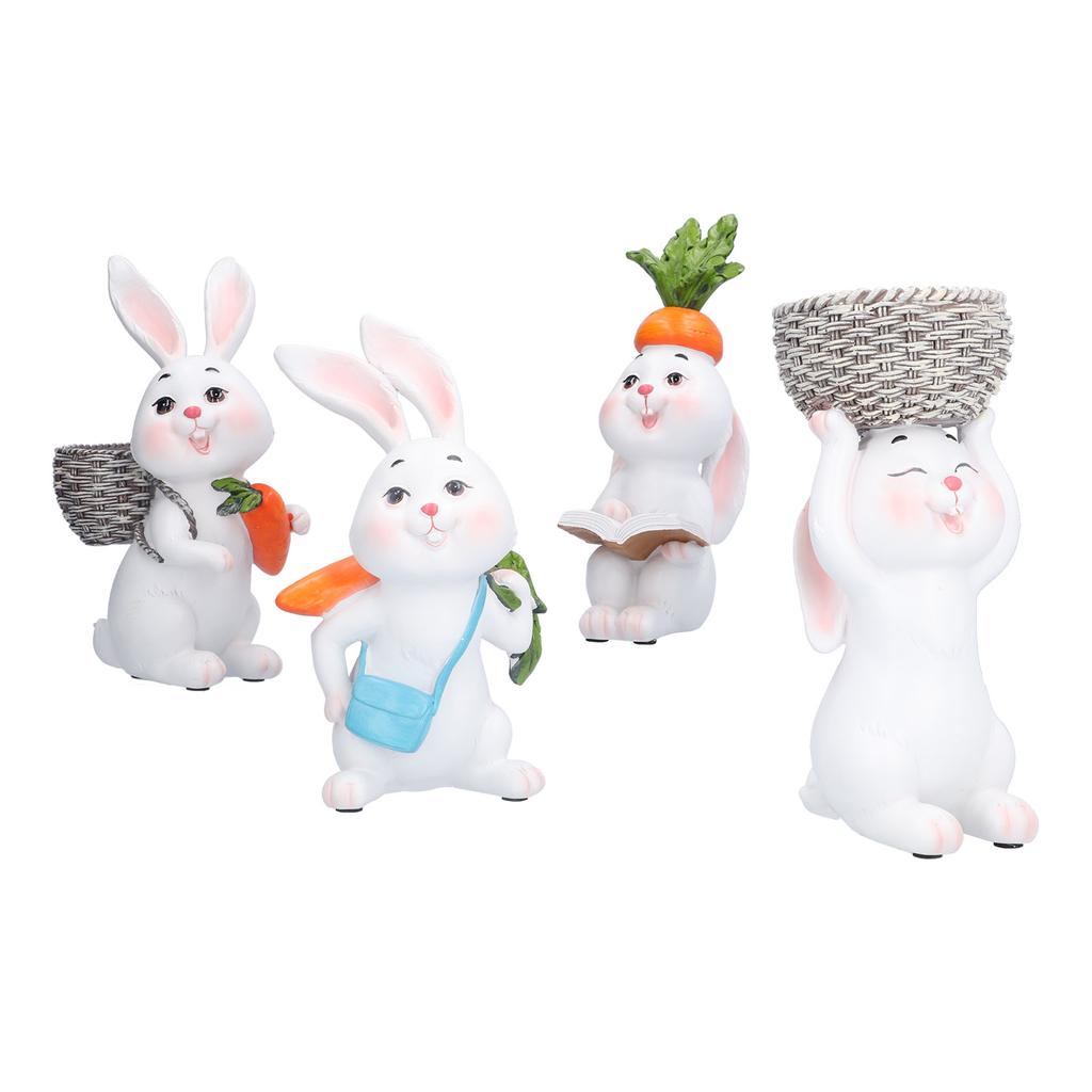 4 шт. Кролик орнамент смоляной настольный расписанный вручную ремесленный скульптура для гостиной сад