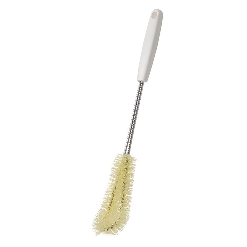 Curved Head Bottle Cleaning Brush Ergonomic Long Handle Stainless Steel Nylon Bottle Brush Cleaner