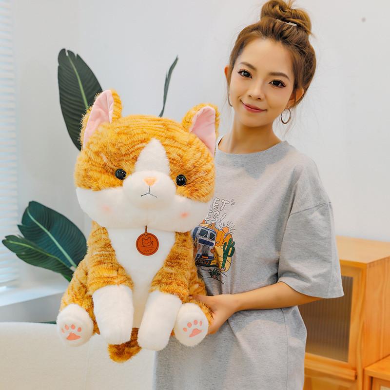 Adorable Big Face Cat Plush Toy Soft Stuffed Animal For Kids Bedroom Decor