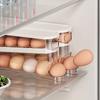 1PC Double-Layer Rolling Egg Storage Box,Space-Saving Refrigerator Organizer for,Transparent with Lid,Ideal for Home Use