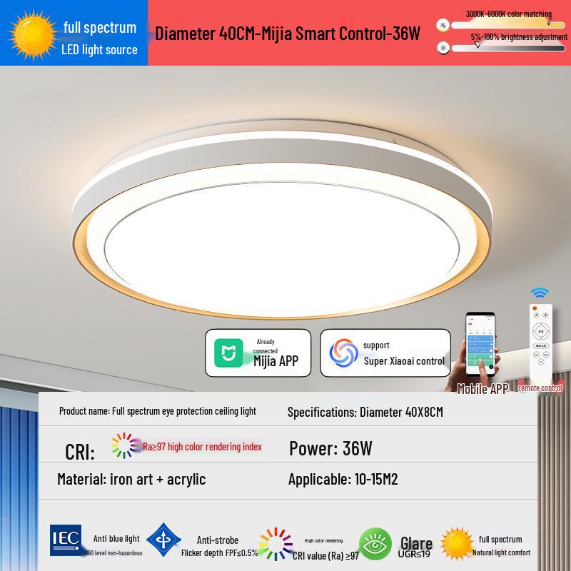 2025 Smart Eye-Protecting Ceiling Light: Elegant Round Design for Bedroom & Living Room