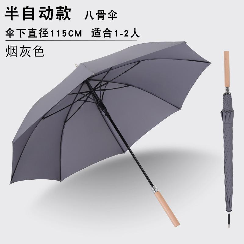 Новый 8-спицевый автоматический зонт-трость с длинной ручкой из массива дерева, схема