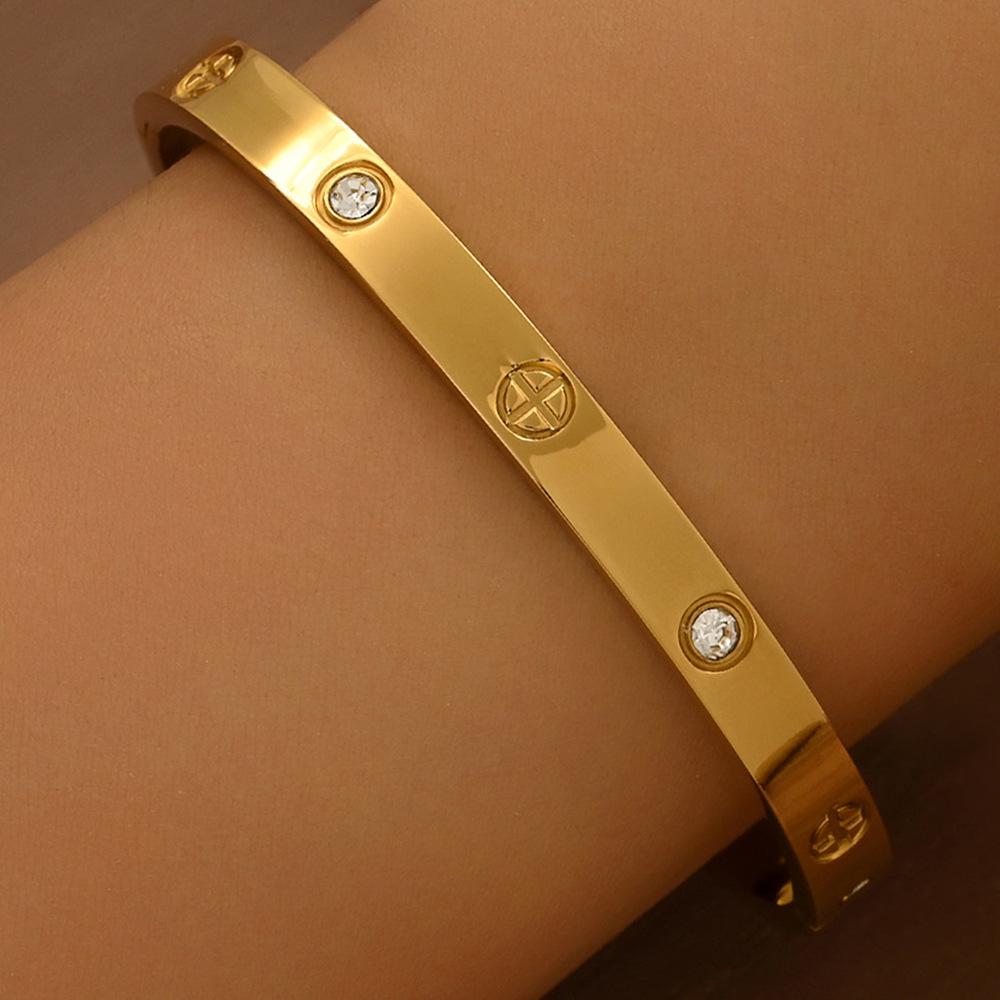 Браслет-гвоздь с бриллиантами из титановой стали - Женская минималистичная мода, Горячо продаваемые женские аксессуары