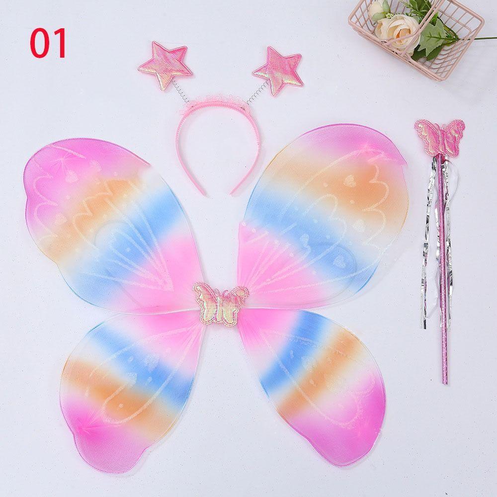 3 шт./компл. Костюм принцессы, нарядные крылья, нарядные крылья бабочки, феи, наборы крыльев феи для девочек и детей
