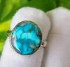 Blue Turquoise Natural Gemstone 925 Sterling Silver Designer Ring Size 6.75 US
