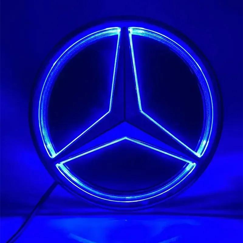 Для автомобиля Mercedes Benz Передняя решетка Логотип Свет Светодиодный значок Наклейка Светящаяся Декоративная подсветка Для Mercedes Benz A B C GLK GLE W205 W2