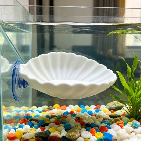 Betta Hammock Shell, Fish Hammock with Suction Cup, Betta Fish Resting Platform, Aquarium Accessory for Betta Fish Sleeping Resting Hiding Playing