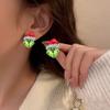 1 Pair Women Earrings Festive Fun Green Cartoon Ear Stud Unique Stylish Christmas Jewelry for Holiday Decoration