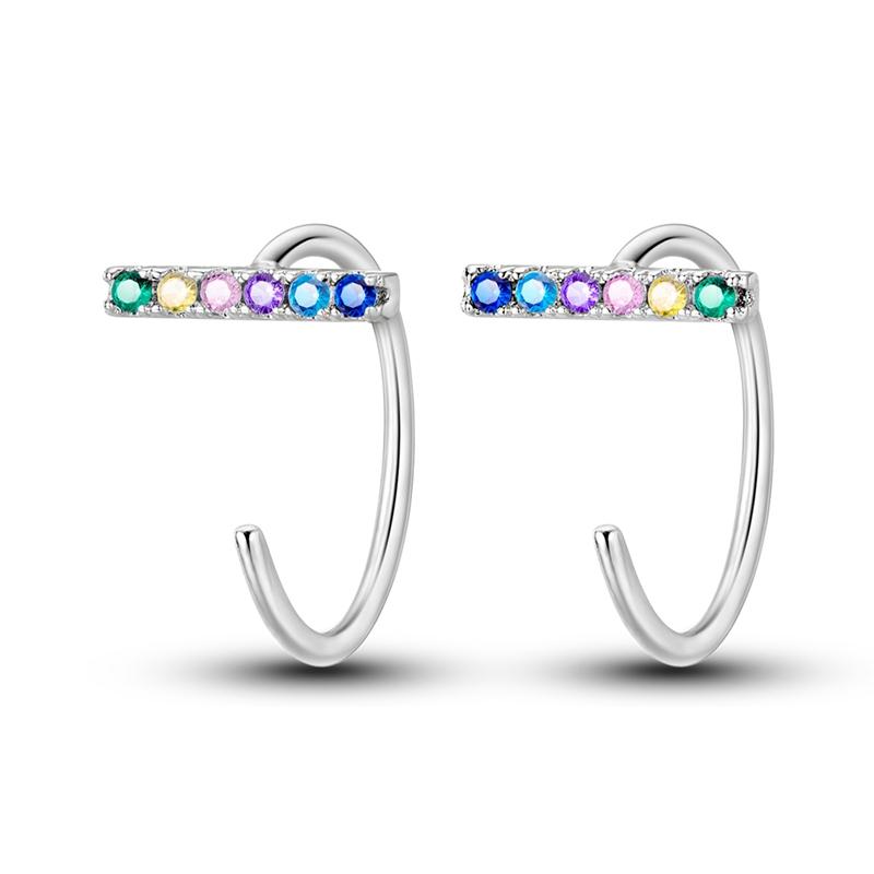New 925 Sterling Silver Earrings Crystal Me Pave Circular U-shape Stars Hoop Earring for Women Making Jewelry Gift Dropshipping