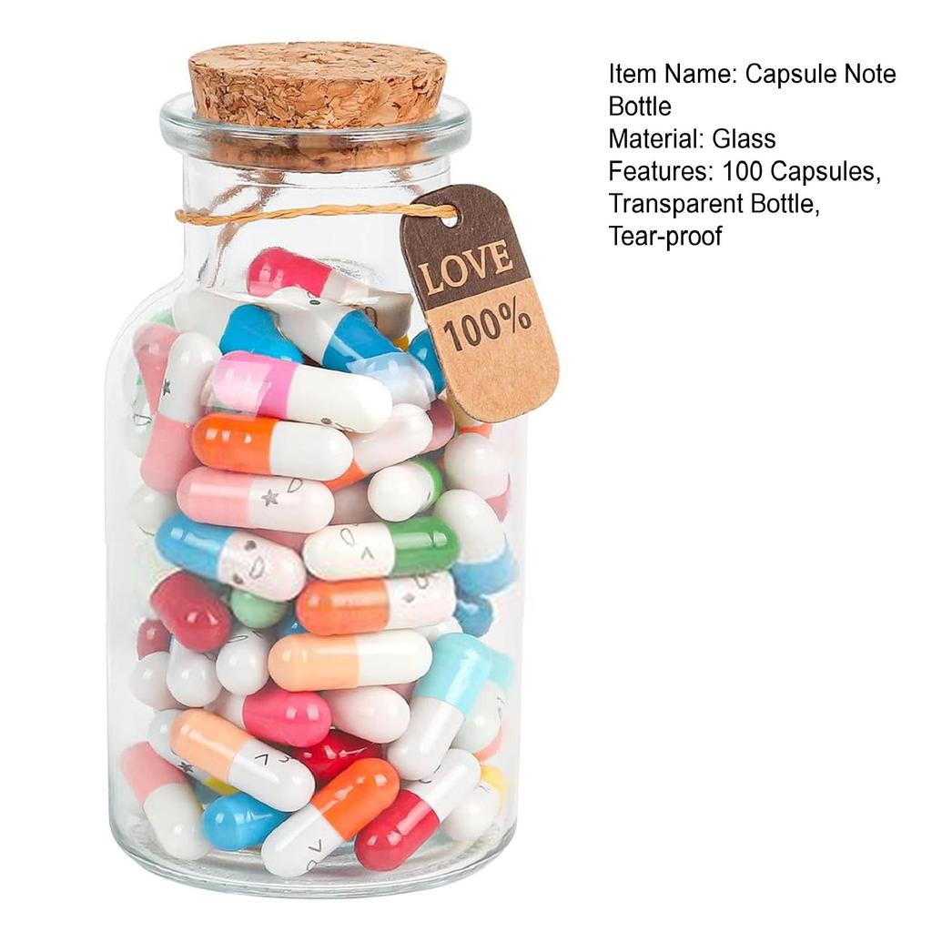 Capsules Letters Message Bottle with 100 Capsules DIY Letter Message Love Letter Capsules Note Bottle Couples Anniversary Birthday Gift
