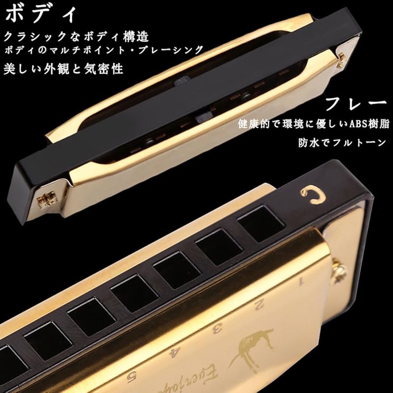EVERJOYS Diatonic Harmonica 10 Holes Blues Harp Comes with Case, Polishing Cloth, and Instructions C Tone (pink)