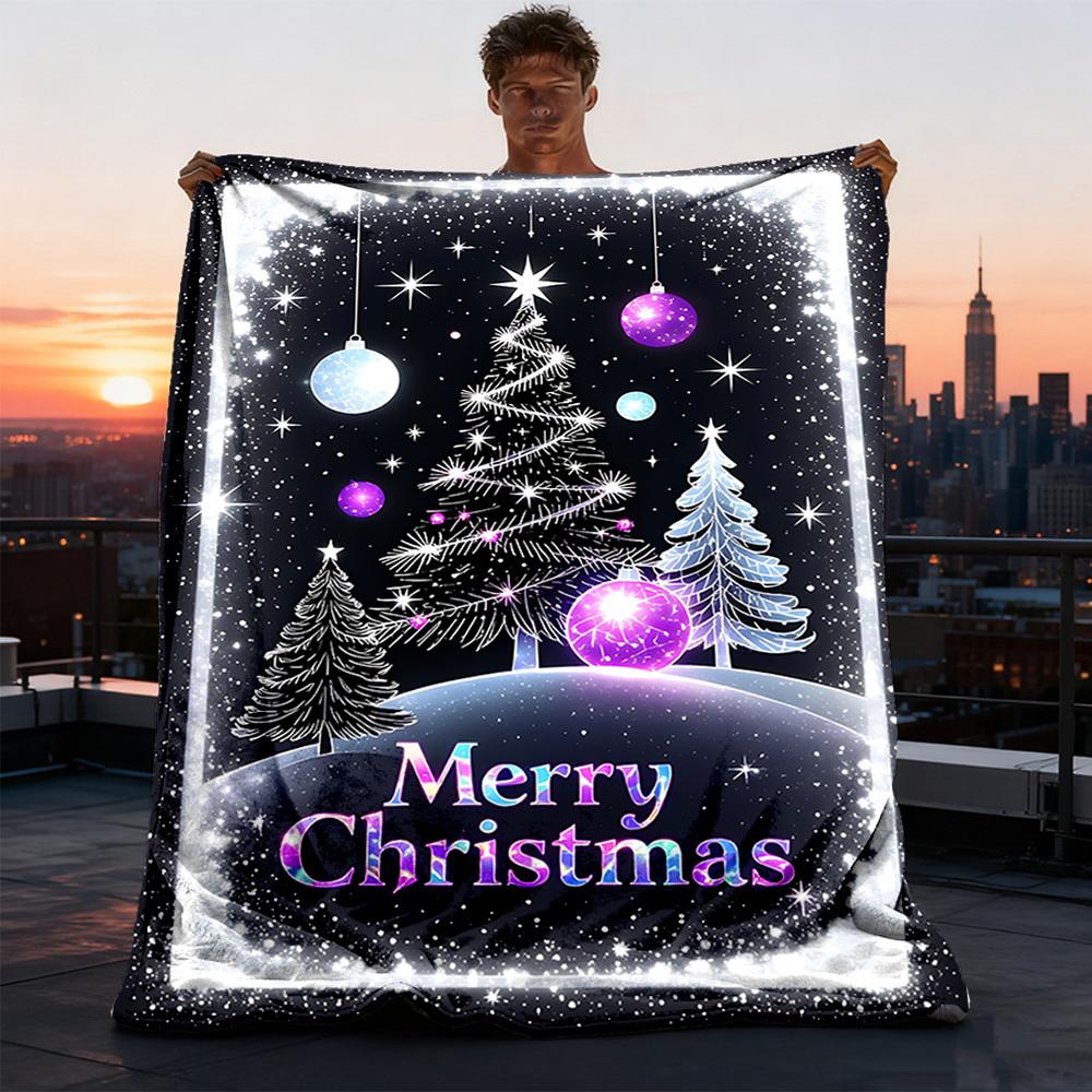 1pc Christmas Decorations Outdoor Soft Polyester Flannel Throw Blanket Versatile for All Seasons , Soft , Cozy , Warm All Season Quilted Throw ,