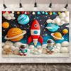 Space Astronaut Birthday Party Background Banner Custom Decoration Rocket Theme Photography Boy Birthday Gift Photo Studio Prop