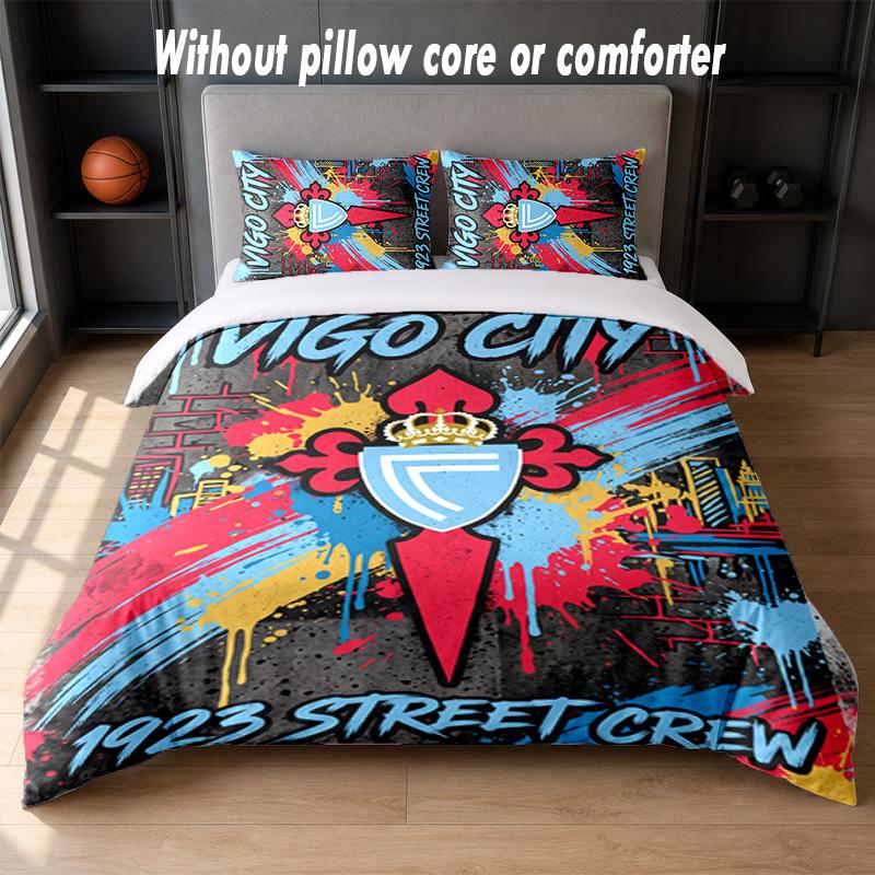 Celta Vigo FC Design Bed Bedding Set 1 Duvet Cover + 2 Pillowcases Soft Breathable Household Bed Linens