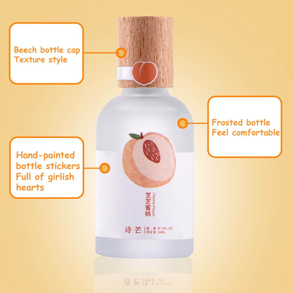 50ml Cute Perfume Beechwood Bottle Cap Frosted Surface Multiple Aromas Fragrant Long Lasting Lady Fragrance for Students