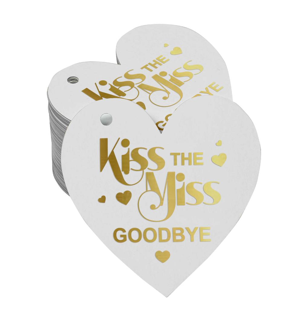 Inkdotpot 100 шт. в упаковке. Бирка из настоящей серебряной фольги с поцелуем «Мисс на прощание» на девичник.