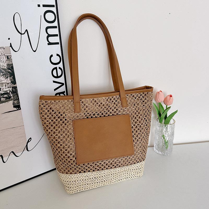 Летняя соломенная плетеная сумка большой вместимости женская новая универсальная сумка через плечо плетеная овощная корзина сумка-тоут