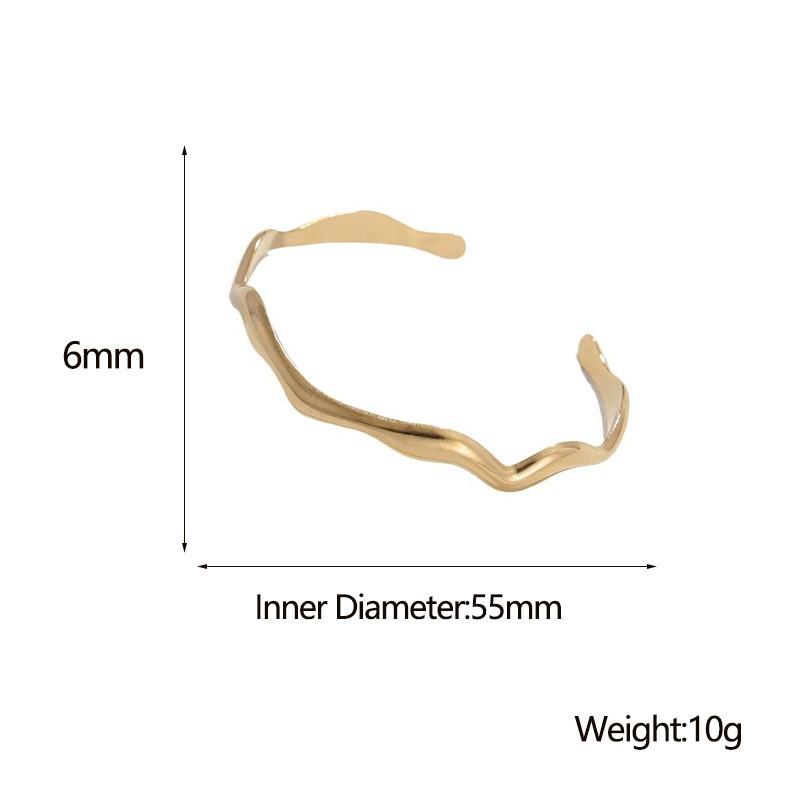Irregular Wavy Open Cuff Bracelet Women Titanium Steel Gold Or Tone Lightweight Luxury Style