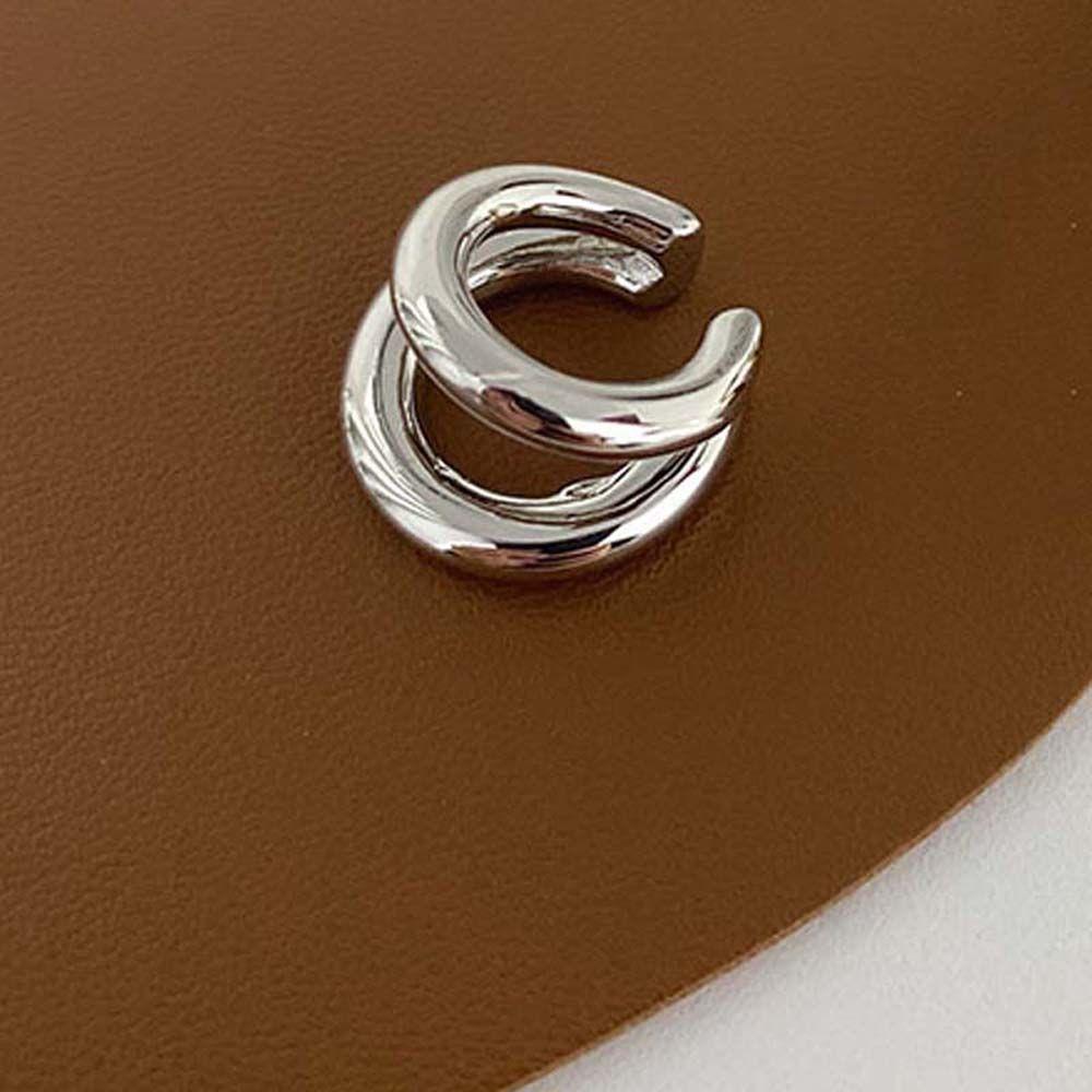 Jewelry Double Circle Multi-layer Gold Color Korean Style Round Earrings Hoop Earrings Ear Clips