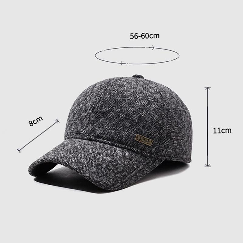 Autumn Winter Men's Middle-Aged and Elderly Warm Plaid Baseball Cap Ear Protection Old Man Peak Cap