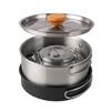 Stainless Steel Camping Cookware Set with Folding Lid Camping Pot Pan Kettle Set