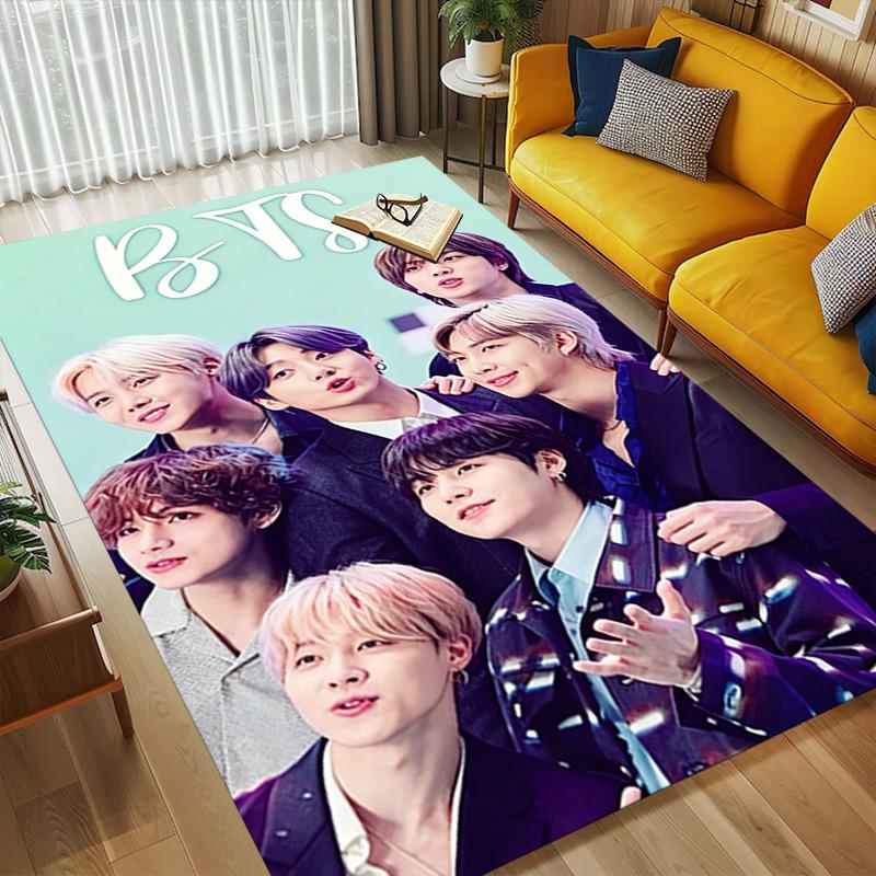 Bts Poster Living Room Non-Slip Area Rug Soft Carpet for Bedroom Game Playroom Sofa Office Home Decor Doormat Christmas Gift C9211873