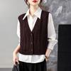 Women's Loose Wool V-Neck Sleeveless Sweater Vest for Autumn & Spring