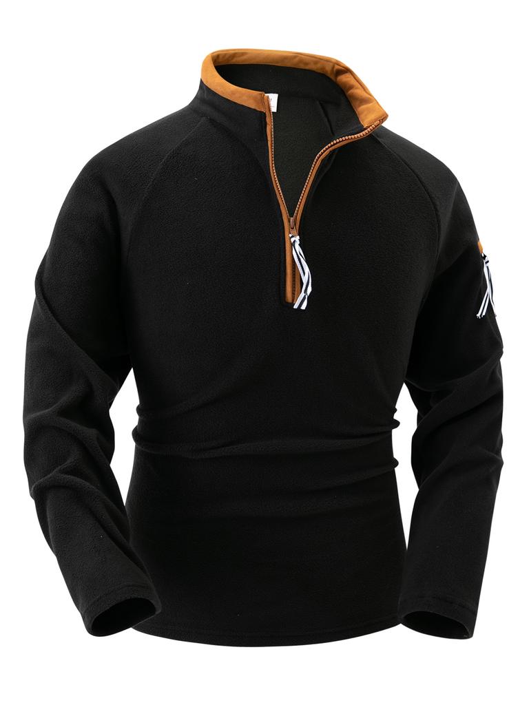 Men's New Arrival Stand Collar Half Zip Long Sleeve Tactical Arm Zipper Hoodie