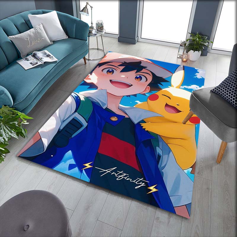 Cute Pokémon print home rug, anime style, cartoon welcome mat, a great gift for family and friends.