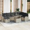 VidaXL 9-Piece Garden Sofa Set with Light Grey Cushions In Poly Rattan 3359779