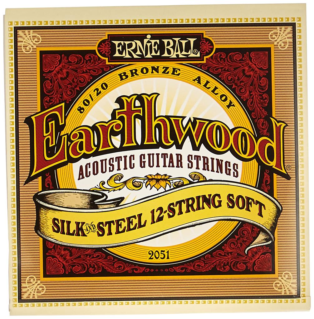 Ernie Ball 2051 Acoustic Guitar Strings 12 Strings EARTHWOOD SILK STEEL BRONZE SOFT [Genuine Product] (09-46) 12-STRING & 80/20