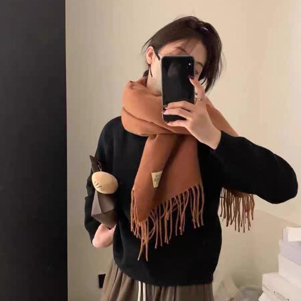Warm Imitation Wool Scarf Tassel Winter Long Shawl Korean Style Cashmere Shawl Girl
