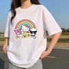 2026 Футболка HelloKitty из мягкого хлопка с коротким рукавом и круглым вырезом, милый принт, легкий летний топ для женщин, повседневная одежда