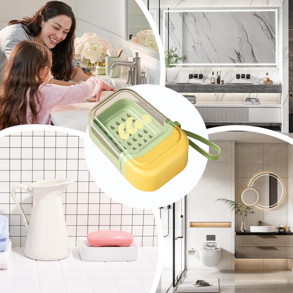 Дорожная мыльница Мыльница Сливное блюдо Со шнурком Двухслойный Компактный поднос Для душа Отдых на природе Кемпинг Отпуск Школа