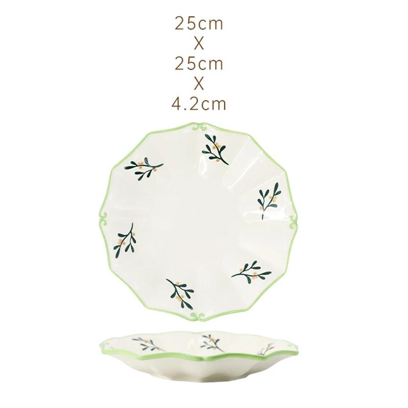 Необычные расписанные вручную керамические тарелки Роскошная ресторанная тарелка для фруктового салата Домашняя вкусная еда Обеденная тарелка Изысканная столовая посуда