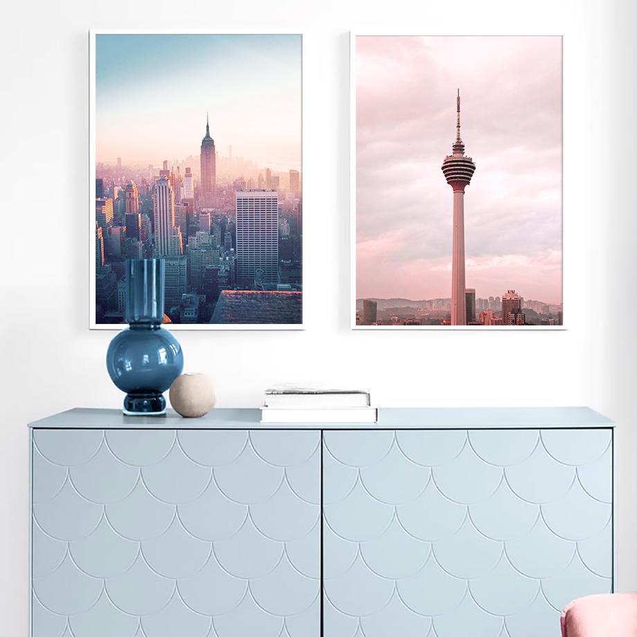 Romantic Sunset Landscape Painting Ferris Wheel Posters for Home Design Modern Decoration for Living Room Frameless Art Prints No Frame