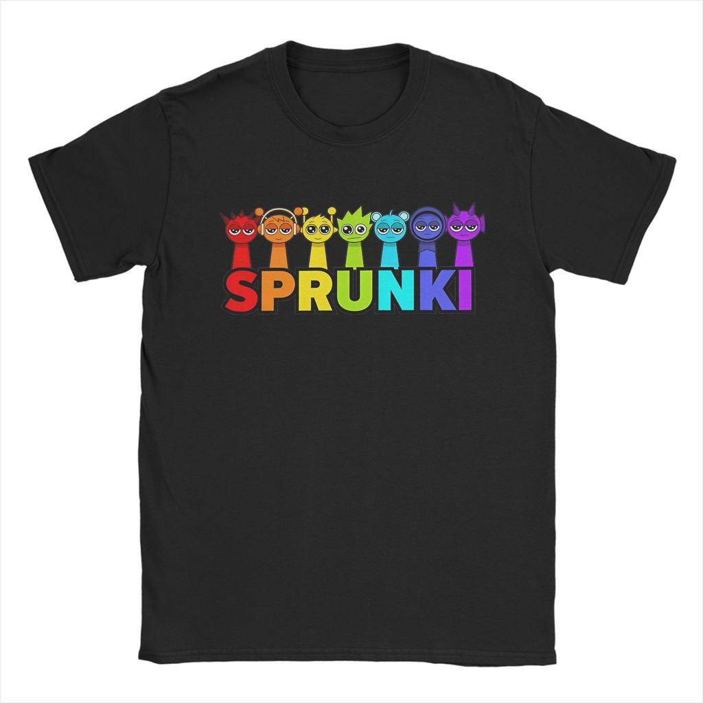 Новинка Игровой Футболка с Персонажами Sprunki Мужская с Круглым Вырезом с Короткой Рукавой Верхняя Часть Футболка Хлопок Летняя Одежда