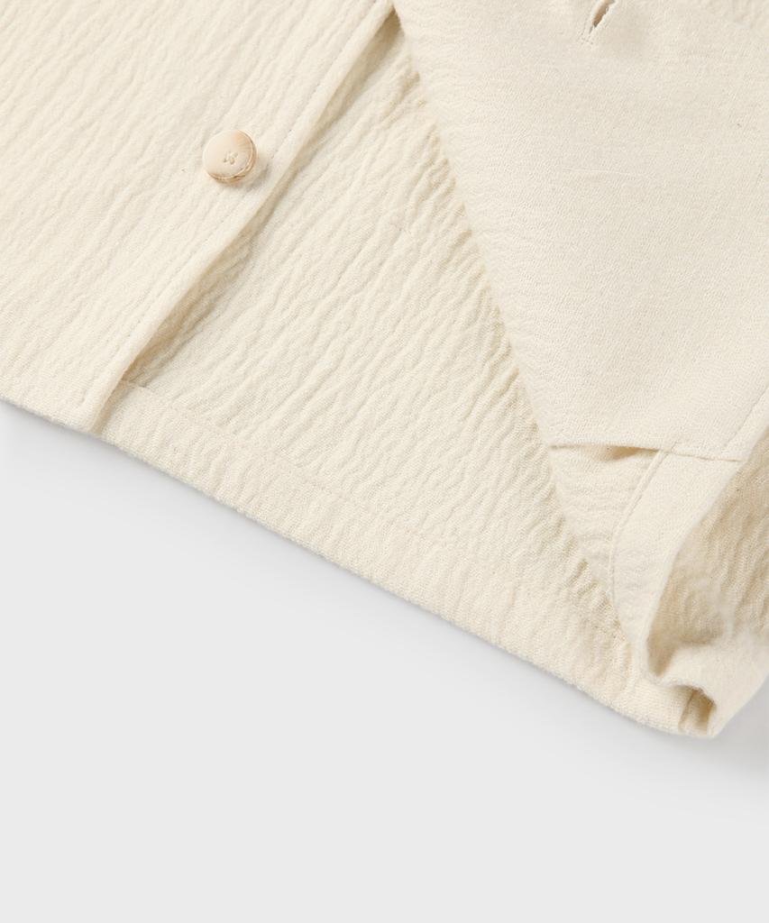 Panicale Ivory Wrinkle Herringbone Shirt Jacket