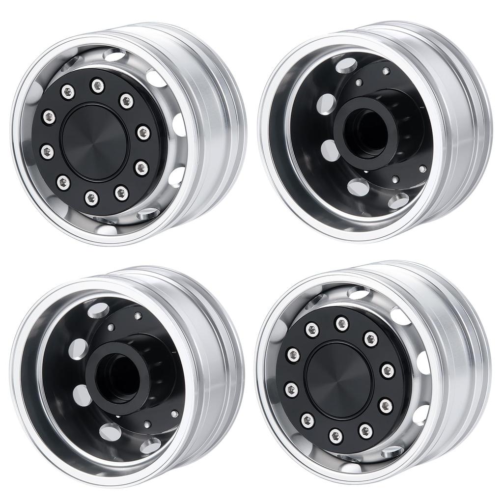 TRZX Metal Front Wheel Rim Wheel Hub for 1/14 RC Tamiya Trailer Truck Car (4pcs)