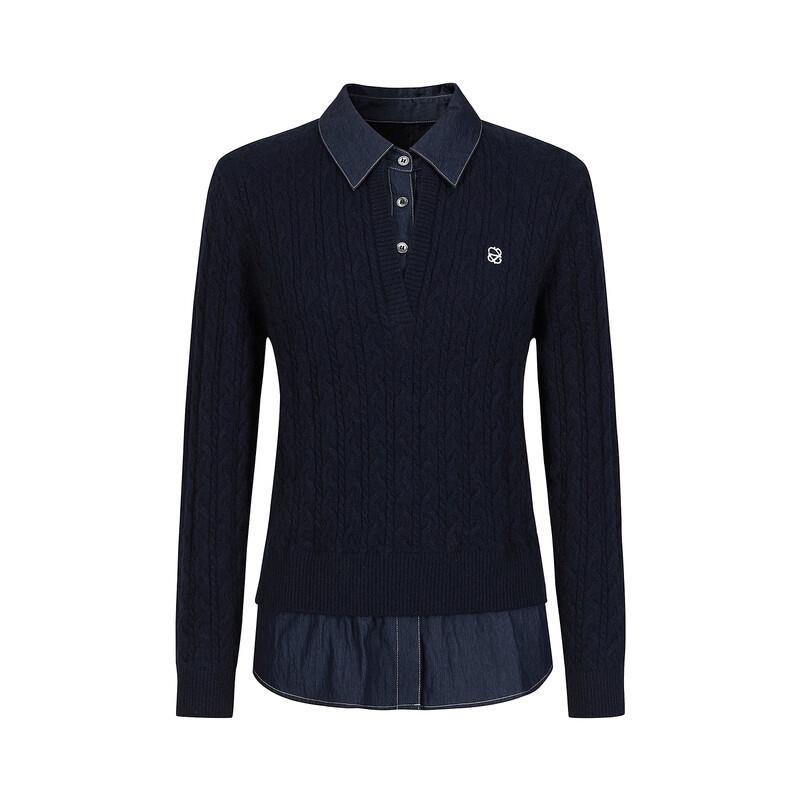 JZ Annaco MIU Женский вязаный свитер преппи из искусственной двухслойной ткани