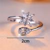 Small White Zircon Snowflake Open Ring for Women Silver Color Wedding Floral Aesthetic Jewelry