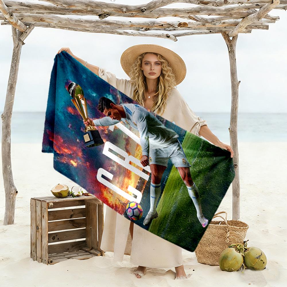 Ronaldo's Fitness Journey Beach Towel Super Soft & Absorbent Comfortable Lightweight Perfect for Traveling Yoga Camping and Swimming