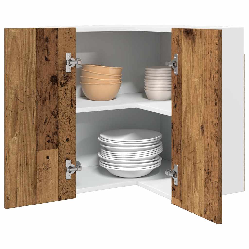 Lyon Corner Wall Mounted Cabinet Rustic Wood Effect 57 x 57 x 60 cm Engineered Wood