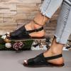 Large Size Sandals Women's New Fashion One-word Buckle Strap Flat-soled Sandals Women 43