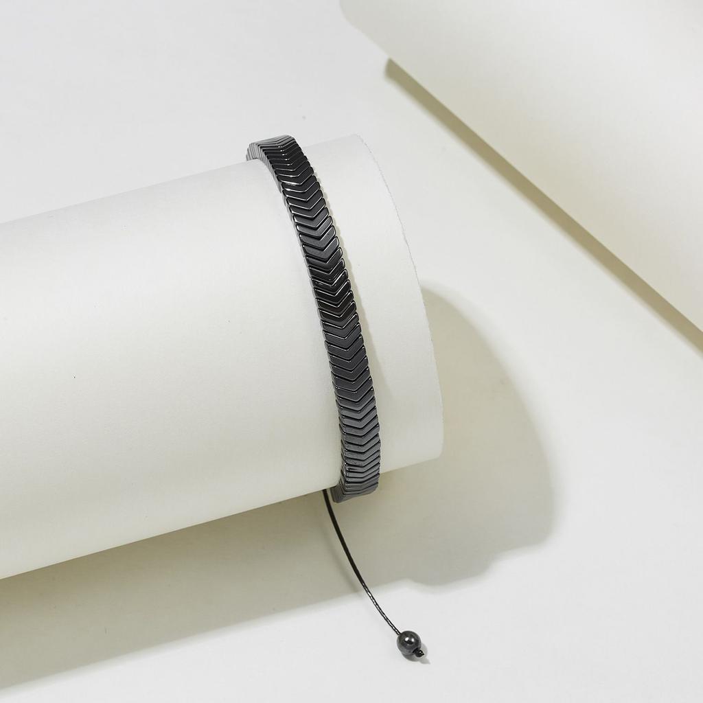 Мужской ювелирный браслет унисекс, женский регулируемый черный гематитовый камень, гематитовый браслет из бисера