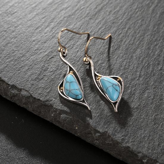 1 пара сережек-крючков, синий кулон, ювелирные изделия из искусственной бирюзы, гальванические долговечные серьги-капли