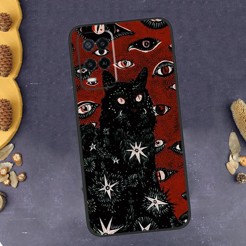 Death Tarot Cat Phone Case For Oppo A79 A18 A38 A58 A78 A98 A17 A40 A60 A80 A16 A76 A96 A15 A74 A94 A54 A77