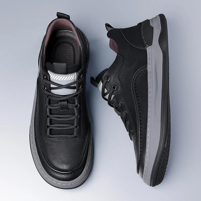 Мужская обувь из натуральной кожи, повседневная обувь класса люкс, мужские кроссовки на шнуровке, итальянская дышащая обувь для тенниса, обувь для скейтборда