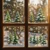 Festive Store Window Decor 2Pcs Christmas Snowflake Clings, Winter Green Pine Tree Static Glass Seasonal Home Ornament Stickers, Snow Dots Xmas Decals