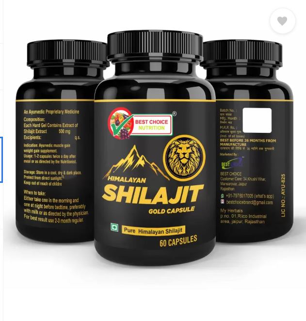 BEST CHOICE NUTRITION Shilajit For Strength, Power & Stamina 60 Capsules Pack 3 ( 60 X 3 )